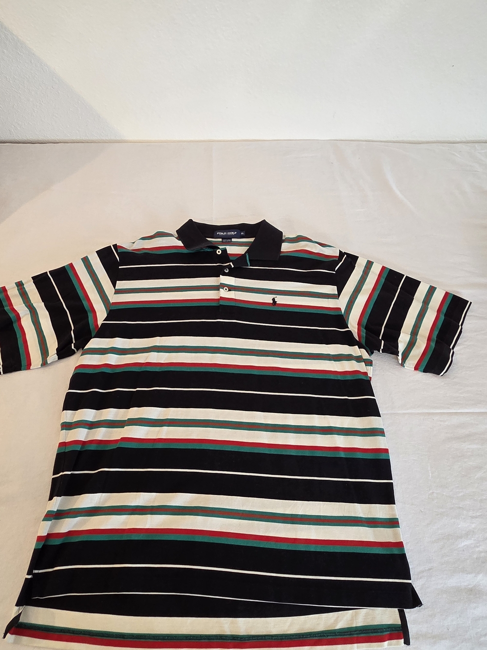 Ralph Lauren Polo Golf Striped Shirt with Embroidered Pony. Size XL Vintage